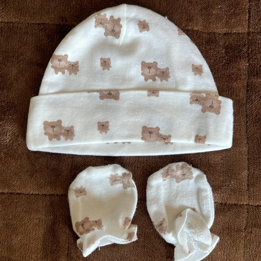 Baby Cap With Matching Mittens Bundle of Three